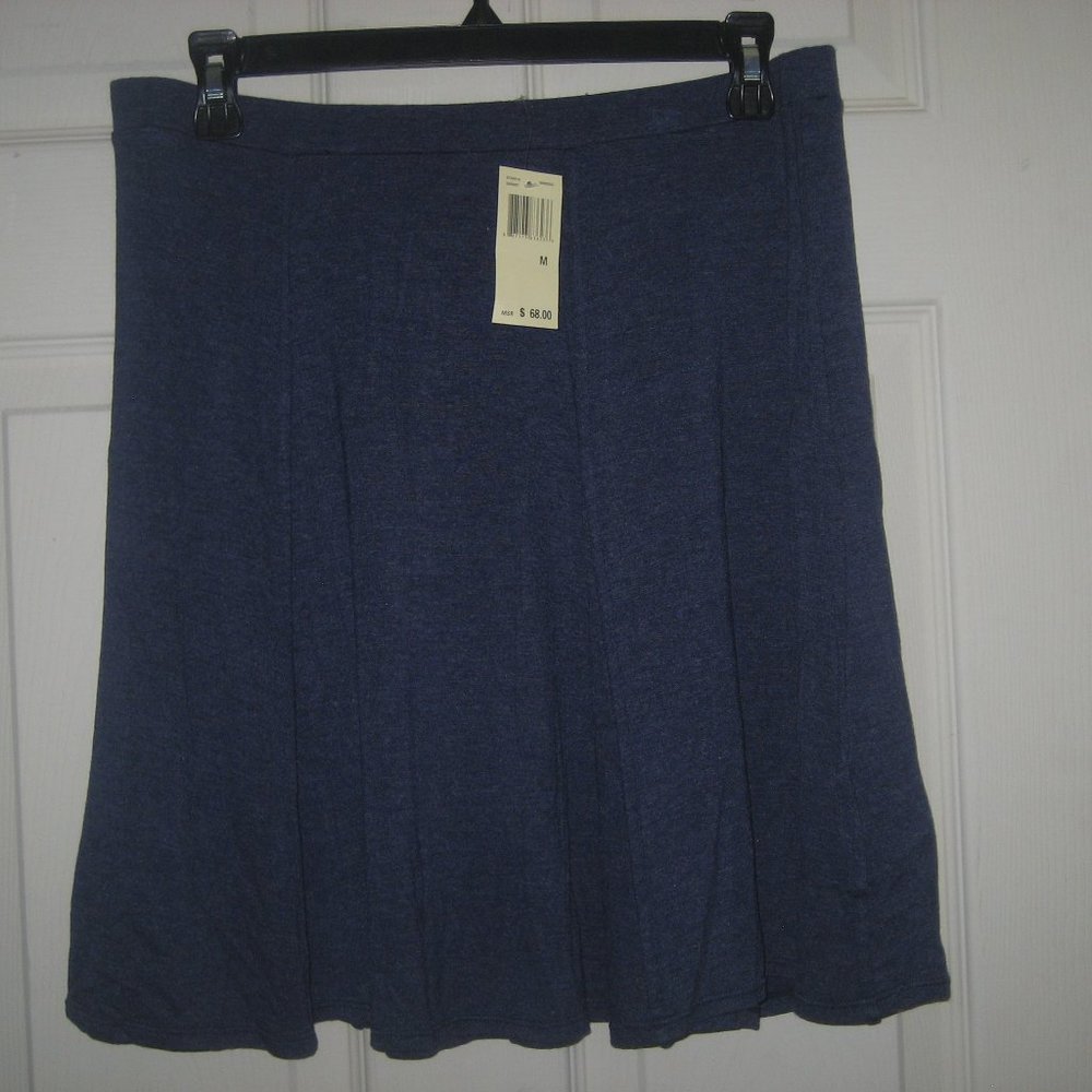 MAX STUDIO Soft Jersey Knit A-Line Stretch Rayon Skirt M Navy Heather $68 NWT